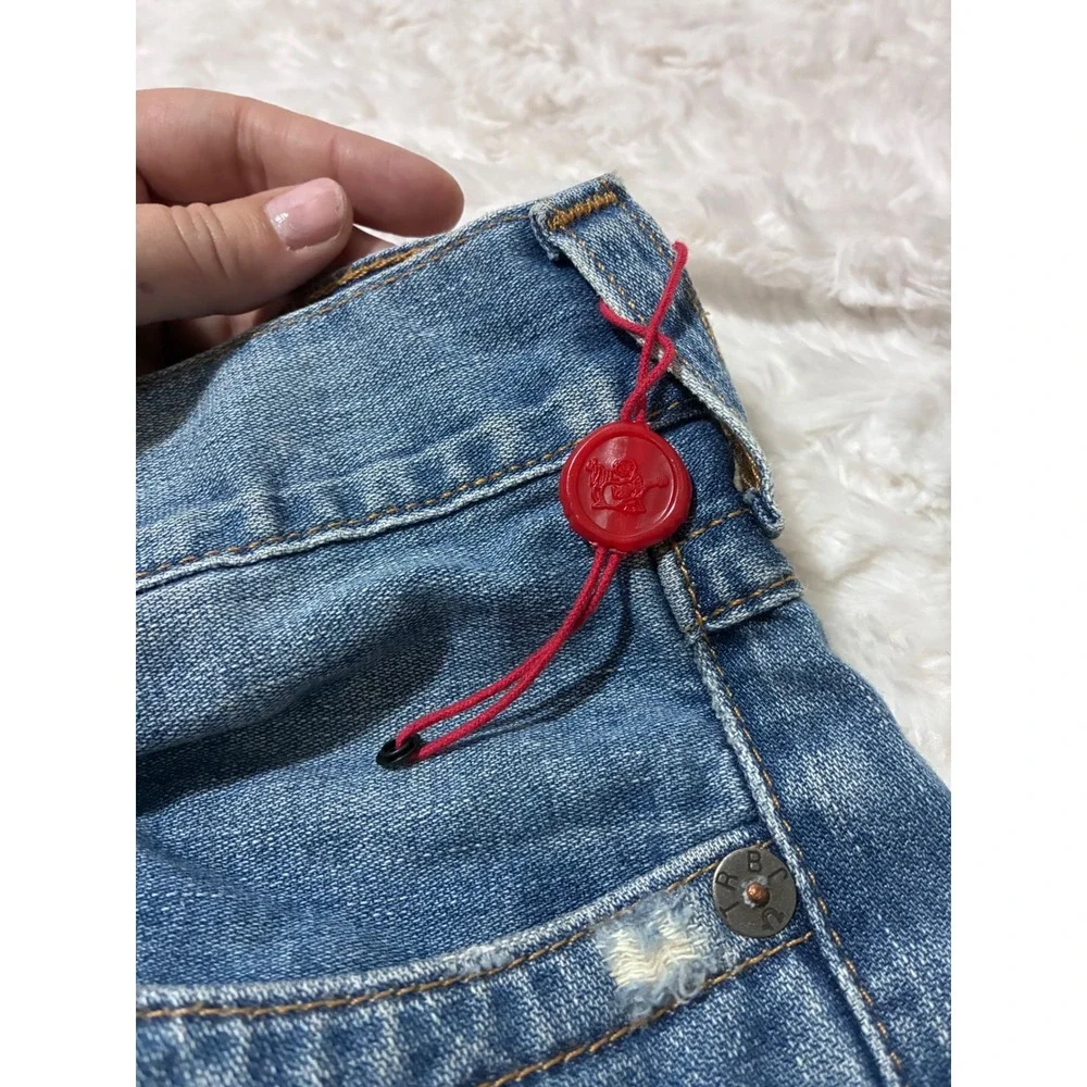 True Religion Ricky Relaxed Straight Leg Jeans Mens 28 Medium Wash Blue Denim